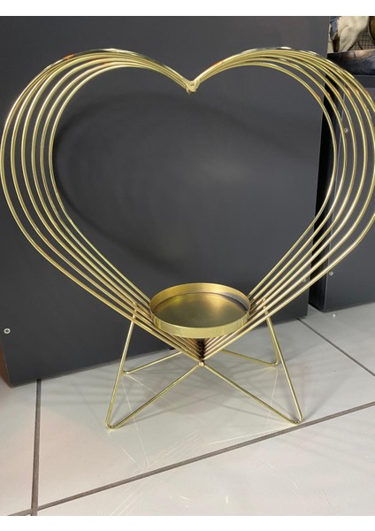 Gold Metal Dekoratif Kalp Mumluk