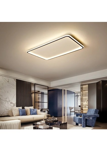 Antrasit 60X90CM Kare 3 Işık Rengi,kumandalı LED Tavan Lambası,avize,modern Aydınlatma, Dekoratif Işık