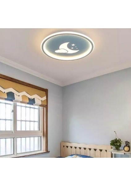 Ø40CM Mavi 3 Işık, Kumandalı, Çocuk Odası, Plafonyer Avize, LED Aydınlatma,