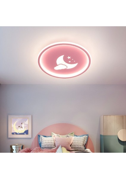 Ø60cm Pembe 3 Işık, Kumandalı, Çocuk Odası, Plafonyer Avize, LED Aydınlatma,