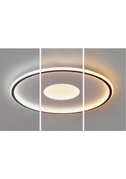 Beyaz Ø80CM Yuvarlak 3 Işık Rengi, kumandalı LED Tavan Lambası, avize, modern Aydınlatma, Dekoratif Işık