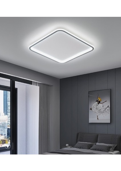 Beyaz 80X80CM Kare 4000k Işık Rengi, kumandalı LED Tavan Lambası, avize, modern Aydınlatma, Dekoratif Işık