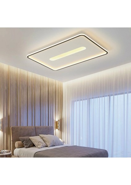 Siyah 60X40CM Dikdörtgen 3 Işık Rengi, kumandalı LED Tavan Lambası, avize, modern Aydınlatma, Dekoratif Işık