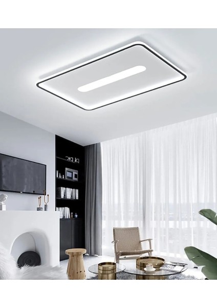 Siyah 60X40CM Dikdörtgen 3 Işık Rengi, kumandalı LED Tavan Lambası, avize, modern Aydınlatma, Dekoratif Işık