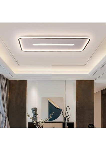Siyah 60X40CM Dikdörtgen 3 Işık Rengi, kumandalı LED Tavan Lambası, avize, modern Aydınlatma, Dekoratif Işık