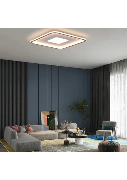 Zr Aydınlatma Gold 60X60CM Kare 3 Işık Rengi,kumandalı LED Tavan Lambası,avize,modern Aydınlatma, Dekoratif Işık