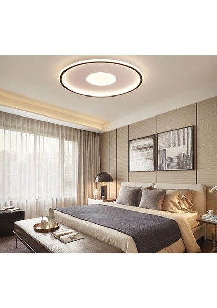 Siyah Ø40CM Yuvarlak 3 Işık Rengi, kumandalı LED Tavan Lambası, avize, modern Aydınlatma, Dekoratif Işık