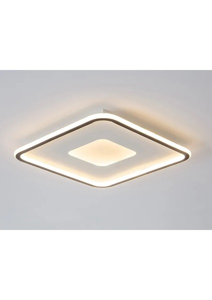Beyaz 80 x 80 cm Kare 3 Işık Rengi, Kumandalı LED Tavan Lambası, Avize, Modern Aydınlatma, Dekoratif Işık