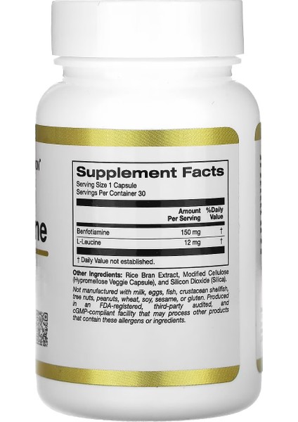 California Gold Nutrition, Benfotiamine, 150 Mg, 30 Veggie Capsules fiyatları