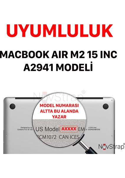 Apple Macbook Air M2 Çip 15 Inç A2941 ile Uyumlu Simli Kılıf + Siyah Klavye Kılıfı + Film fiyatları