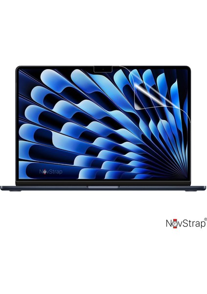 Apple Macbook Air M2 Çip 15 Inç A2941 ile Uyumlu Simli Kılıf + Siyah Klavye Kılıfı + Film fırsatları