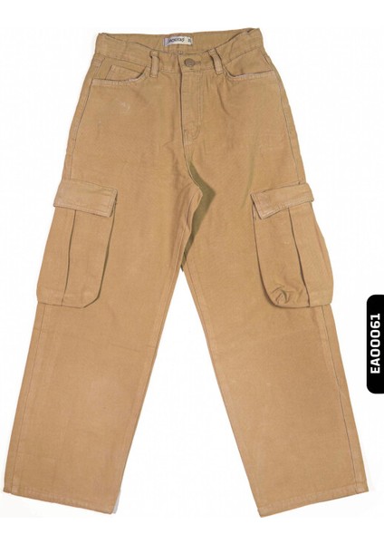 Oversize Fermuarlı Kargo Çift Cepli Geniş Paçalı Erkek Çocuk Pantolon 5-14 Yaş 2421