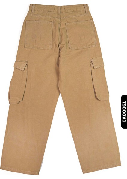 Oversize Fermuarlı Kargo Çift Cepli Geniş Paçalı Erkek Çocuk Pantolon 5-14 Yaş 2421