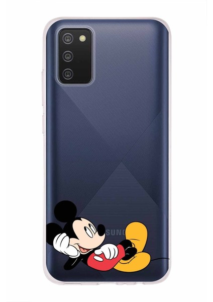 Samsung Galaxy A02S Kapak Mickey Mouse Tasarımlı Şeffaf Süper Silikon Kılıf