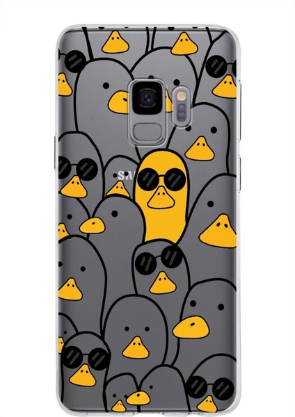 Samsung Galaxy S9 Kapak Duck Tasarımlı Şeffaf Süper Silikon Kılıf