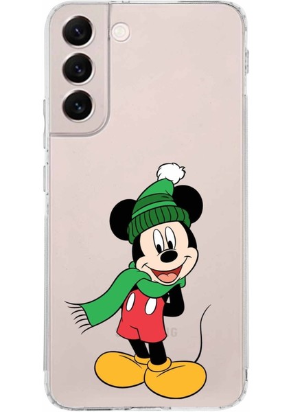Samsung Galaxy S22 Plus Kamera Korumalı Kapak Mickey Mouse Tasarımlı Şeffaf Süper Silikon Kılıf