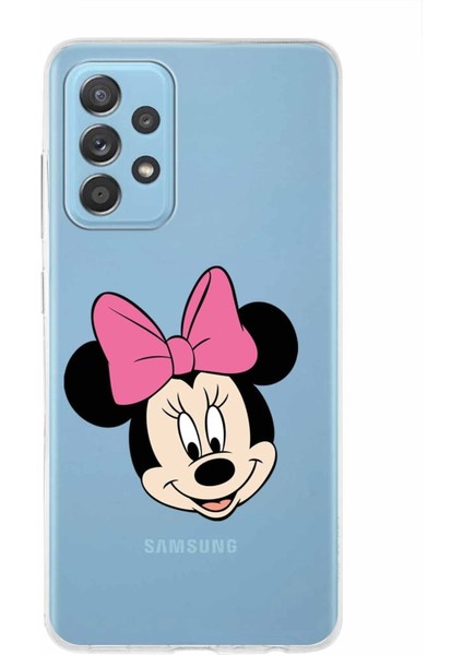 Samsung Galaxy A52 Kapak Minnie Mouse Tasarımlı Şeffaf Süper Silikon Kılıf