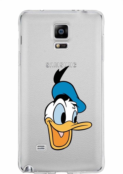 Samsung Galaxy Note 4 Kapak Donald Duck Tasarımlı Şeffaf Süper Silikon Kılıf