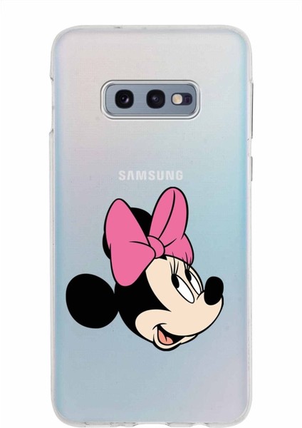 Samsung Galaxy S10E Kapak Minnie Mouse Tasarımlı Şeffaf Süper Silikon Kılıf