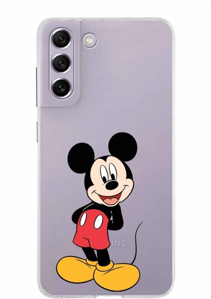 Samsung Galaxy S21 Fe Kapak Mickey Mouse Tasarımlı Şeffaf Süper Silikon Kılıf