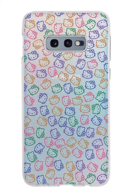 Samsung Galaxy S10E Kapak Hello Kitty Tasarımlı Şeffaf Süper Silikon Kılıf