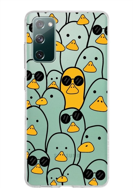 Samsung Galaxy S20 Fe Kapak Duck Tasarımlı Şeffaf Süper Silikon Kılıf
