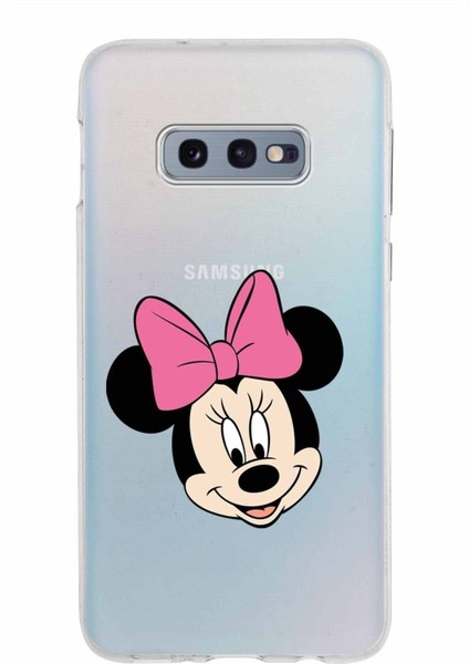 Samsung Galaxy S10E Kapak Minnie Mouse Tasarımlı Şeffaf Süper Silikon Kılıf