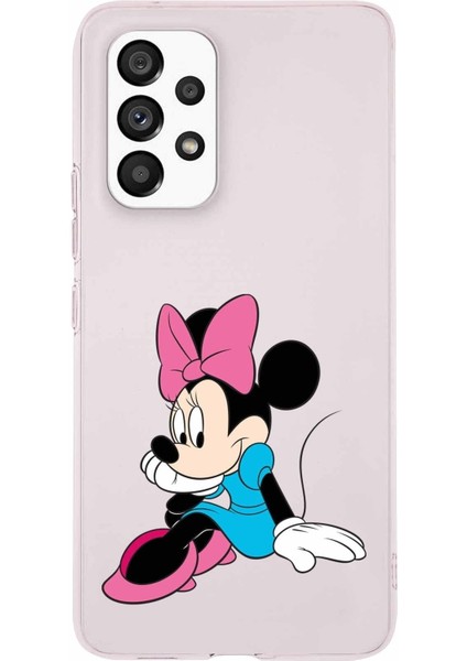 Samsung Galaxy A53 Kapak Minnie Mouse Tasarımlı Şeffaf Süper Silikon Kılıf