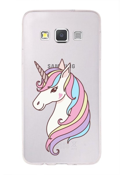 Samsung Galaxy A3 2015 Uyumlu Kapak Unicorn Tasarımlı Şeffaf Süper Silikon Kılıf