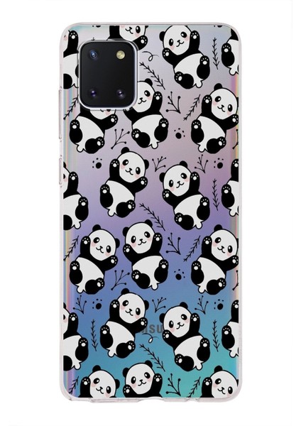 Samsung Galaxy NOTE10 Lite Panda Tasarımlı Şeffaf Süper Silikon Kılıf