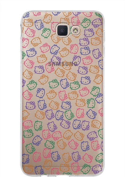 Samsung Galaxy J7 Prime 2 Kapak Hello Kitty Tasarımlı Şeffaf Süper Silikon Kılıf