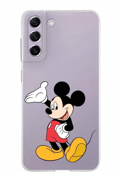 Samsung Galaxy S21 Fe Kapak Mickey Mouse Tasarımlı Şeffaf Süper Silikon Kılıf