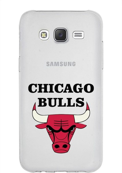 Samsung Galaxy J5 Uyumlu Kapak Chicago Bulls Tasarımlı Şeffaf Süper Silikon Kılıf