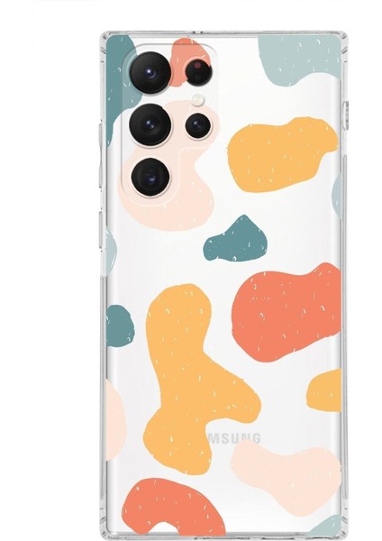 Samsung Galaxy S23 Ultra Uyumlu Kamera Korumalı Kapak Grunge Tasarımlı Şeffaf Süper Silikon Kılıf