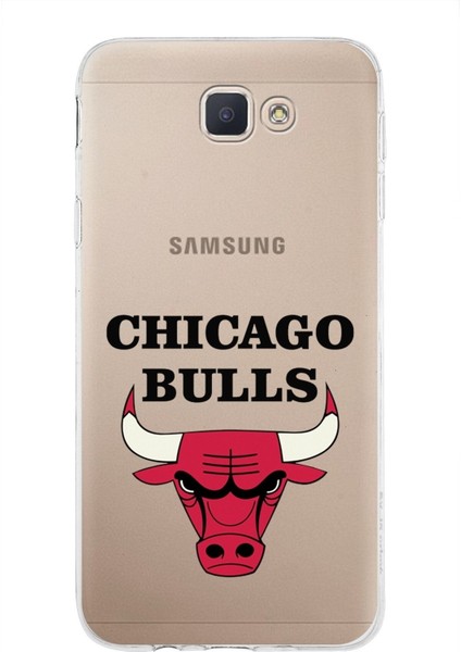 Samsung Galaxy J5 Prime Kapak Chicago Bulls Tasarımlı Şeffaf Süper Silikon Kılıf