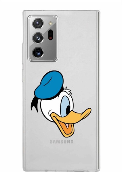 Samsung Galaxy Note 20 Ultra Kapak Donald Duck Tasarımlı Şeffaf Süper Silikon Kılıf
