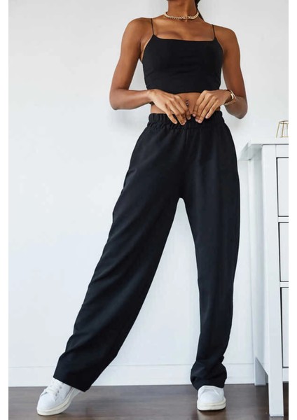 Trend Baggy Siyah Mevsimlik Eşofman Altı