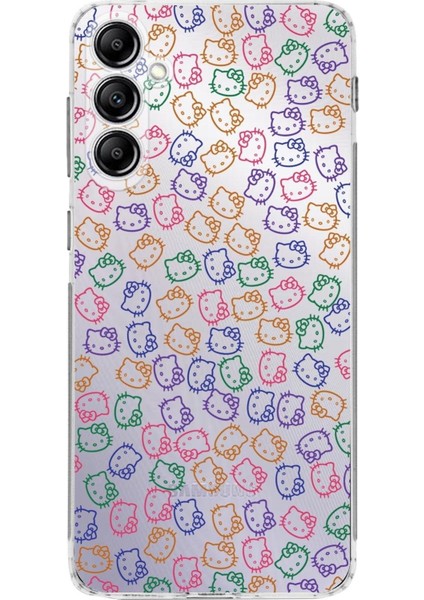 Samsung Galaxy M14 Kamera Korumalı Kapak Hello Kitty Tasarımlı Şeffaf Süper Silikon Kılıf