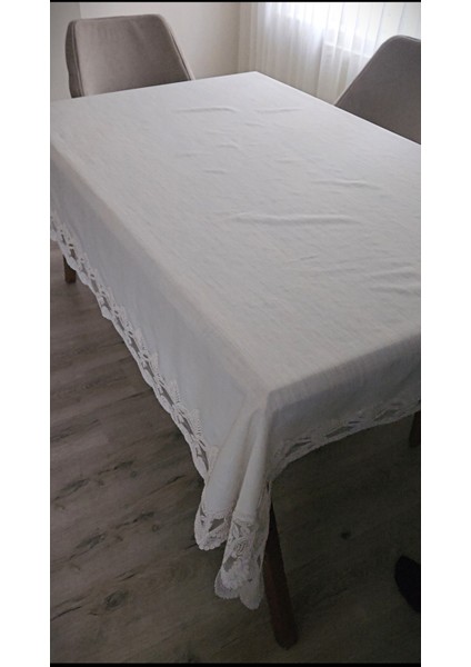 Gardenya Keten Dertsiz Ağır Güpürlü Krem Masa ÖRTÜSÜ-160X160...160X500 fiyatları