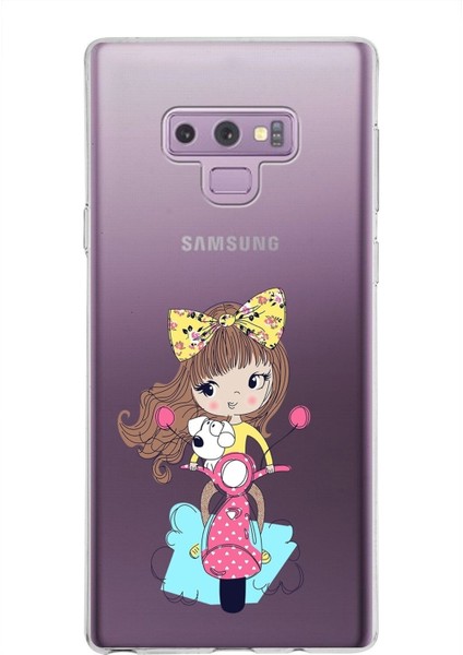 Samsung Galaxy Note 9 Kapak Vespagirl Tasarımlı Şeffaf Süper Silikon Kılıf