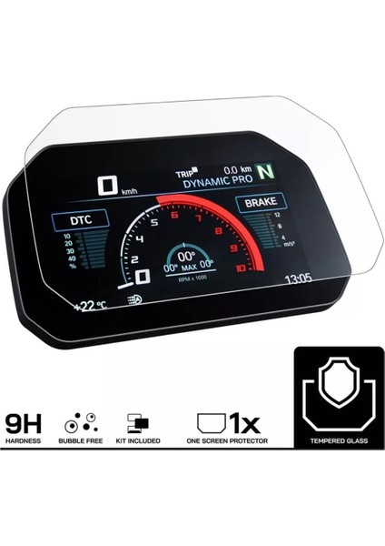 Bmw S1000 Rr Xr 6.5 Inç Tft Gösterge Uyumlu Hd 9h Temperli Ekran Koruyucu Nano