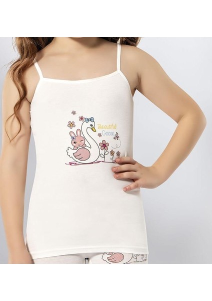 3408 Kız Çocuk Renkli Baskılı Ip Askılı Atlet 6 Adet fırsatları