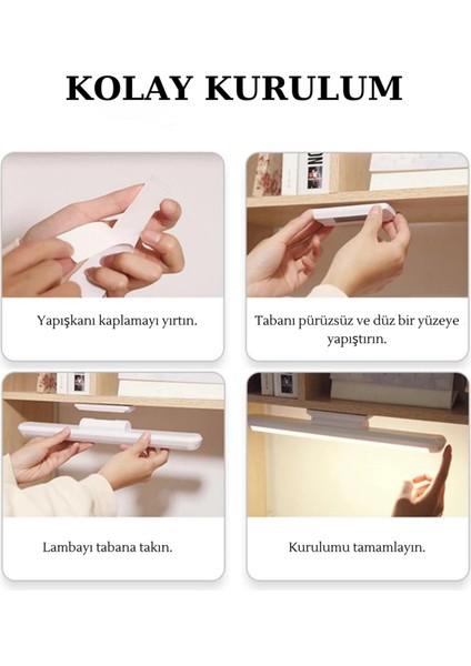 USB Şarj Edilebilir Kablosuz Mıknatıslı Martı Aplik,masa,makyaj Aynası,okuma Lambası 3 Mod