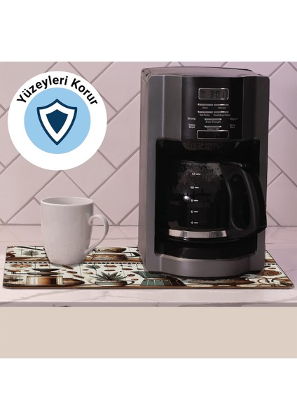 Kahve Makinesi Matı Su Geçirmez Kaymaz Yıkanabilir Çaycı, Çay Espresso Makinesi Pad 35X45CM 27240105