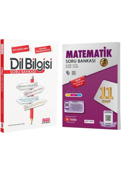 11. Sınıf Matematik ve Ankara Kitap Merkezi Yayınları Dil Bilgisi Soru Bankası Seti 2 Kitap