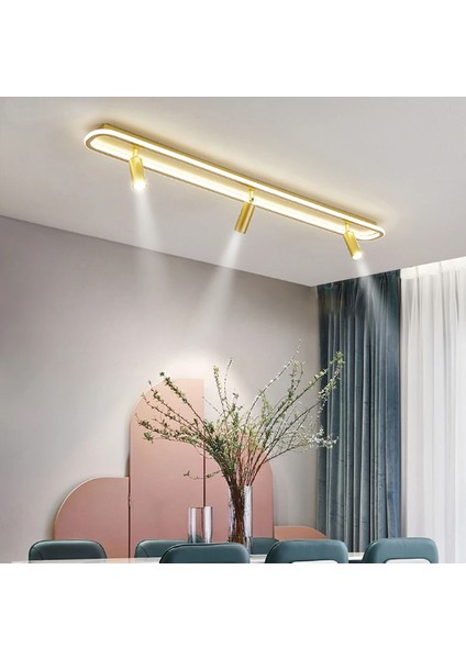 Gold Spotlu Oval 100X16CM 4000k Işık Rengi, Kuamndalı LED Tavan Lambası,oval Avize,modern Aydınlatma,dekoratif Işık