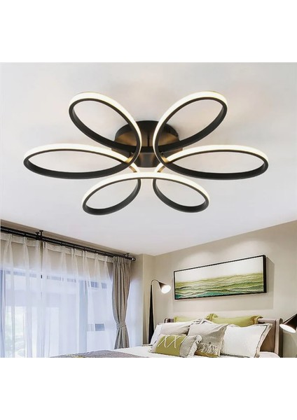 Antrasit Papatya Ø60CM 3 Işık Rengi, Kuamndalı LED Tavan Lambası,oval Avize,modern Aydınlatma,dekoratif Işık