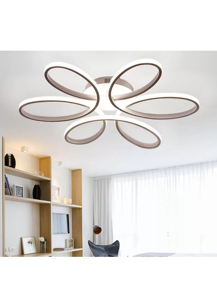 Antrasit Papatya Ø60CM 3 Işık Rengi, Kuamndalı LED Tavan Lambası,oval Avize,modern Aydınlatma,dekoratif Işık