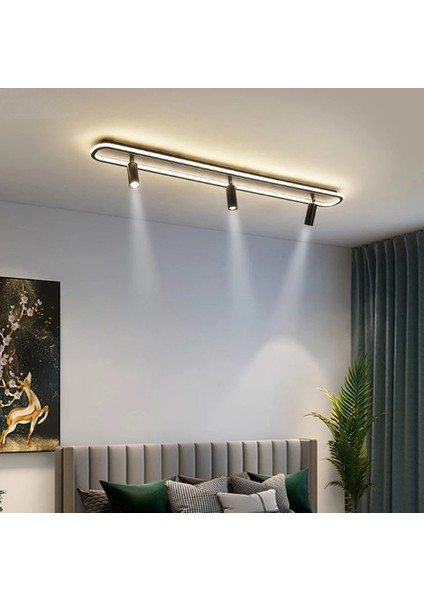 Antrasit Spotlu Oval 80X16CM 4000k Işık Rengi, Kuamndalı LED Tavan Lambası,oval Avize,modern Aydınlatma,dekoratif Işık