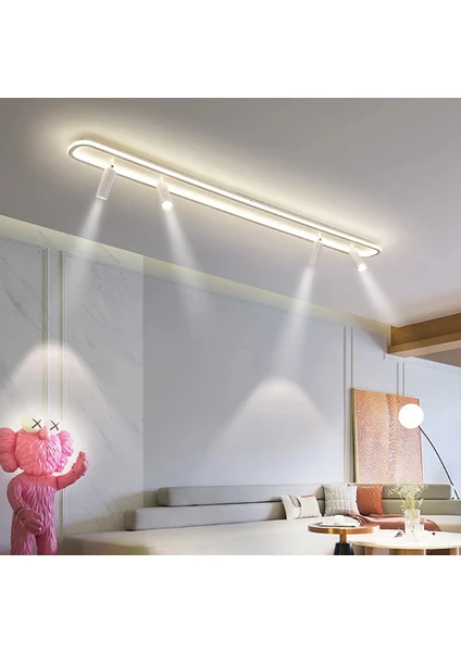 Zr Aydınlatma Beyaz Spotlu Oval 120X16CM 3 Işık Rengi, Kuamandalı LED Tavan Lambası, oval Avize, modern Aydınlatma, dekoratif Işık